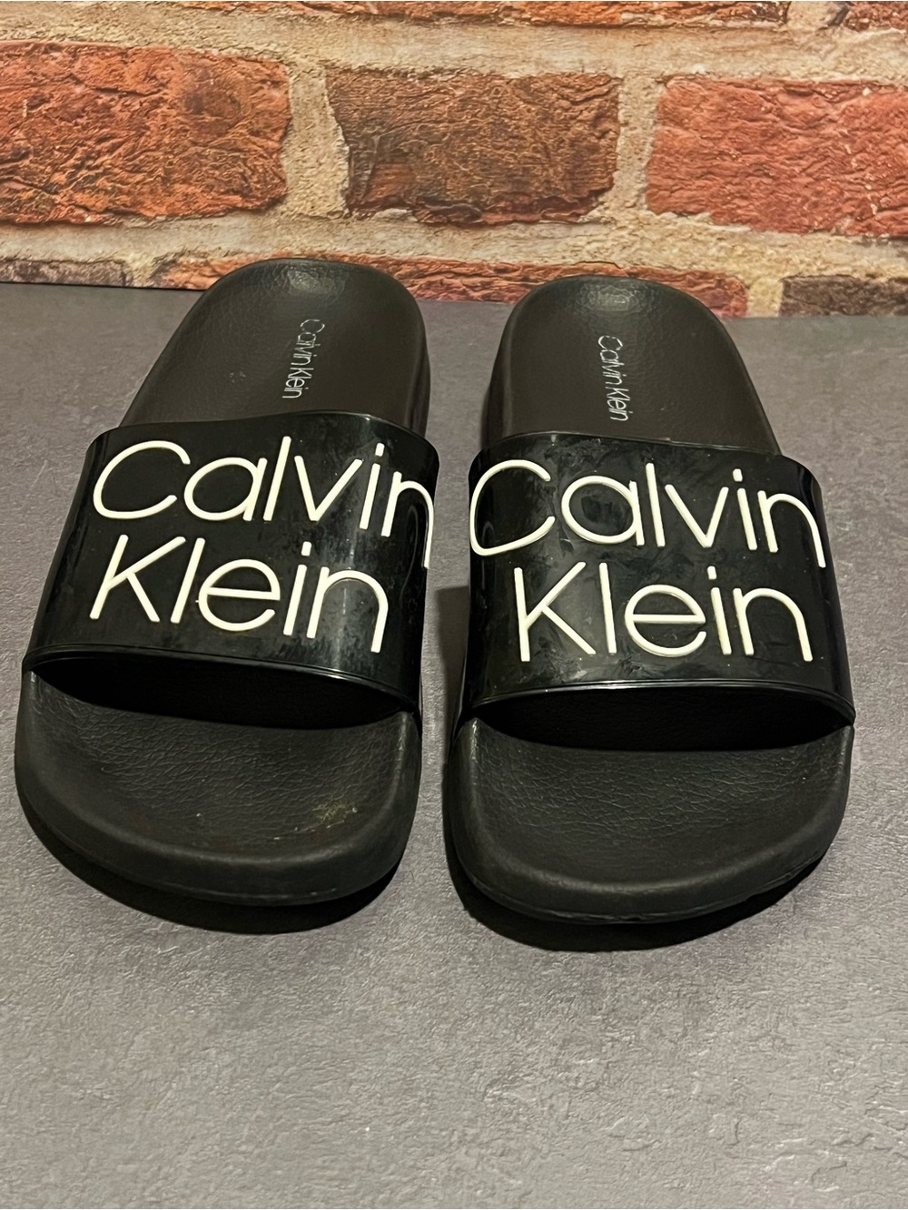 calvin klein black logo slide sandals slip on casual shoes